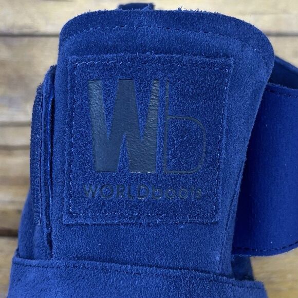 WORLD BOOTS Sz 11 Mens Chukka Moccasin Boots 100% Leather Suede Blue - Picture 13 of 16